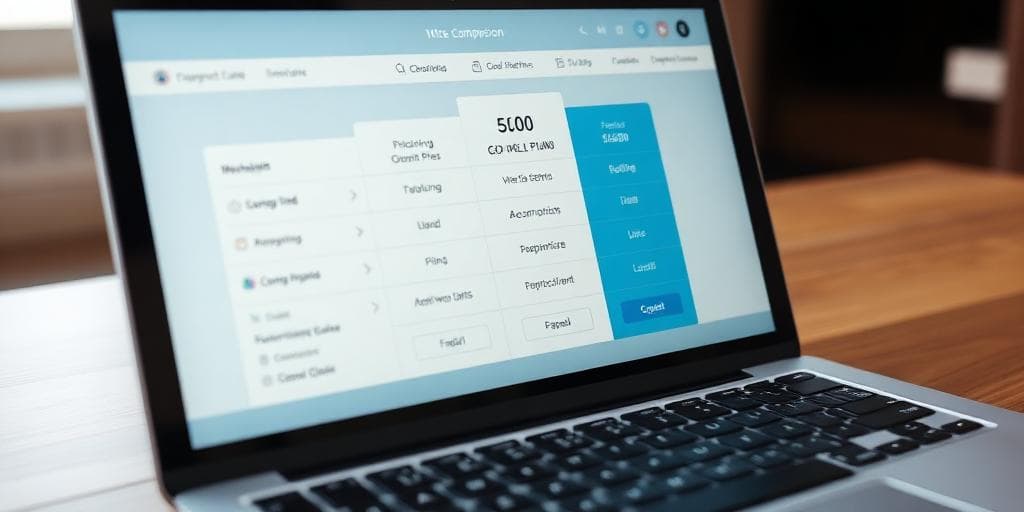 Pricing comparison interface on laptop showing chatbot plans