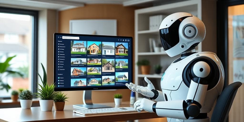 Estate agent office with AI chatbot handling property enquiries
