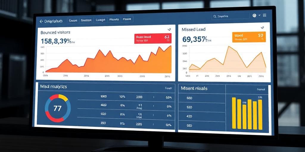 Website analytics dashboard showing bounced visitors and missed leads