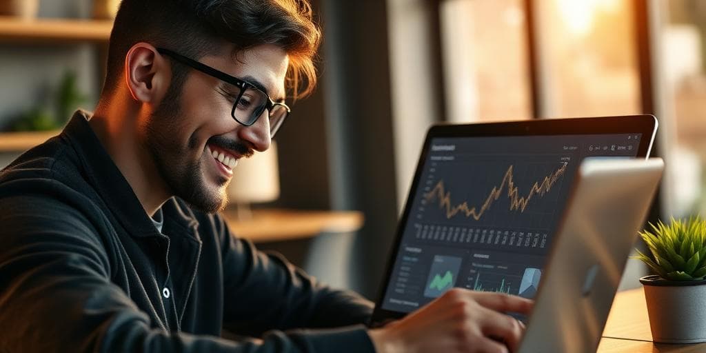 Small business owner reviewing customer engagement analytics on a laptop